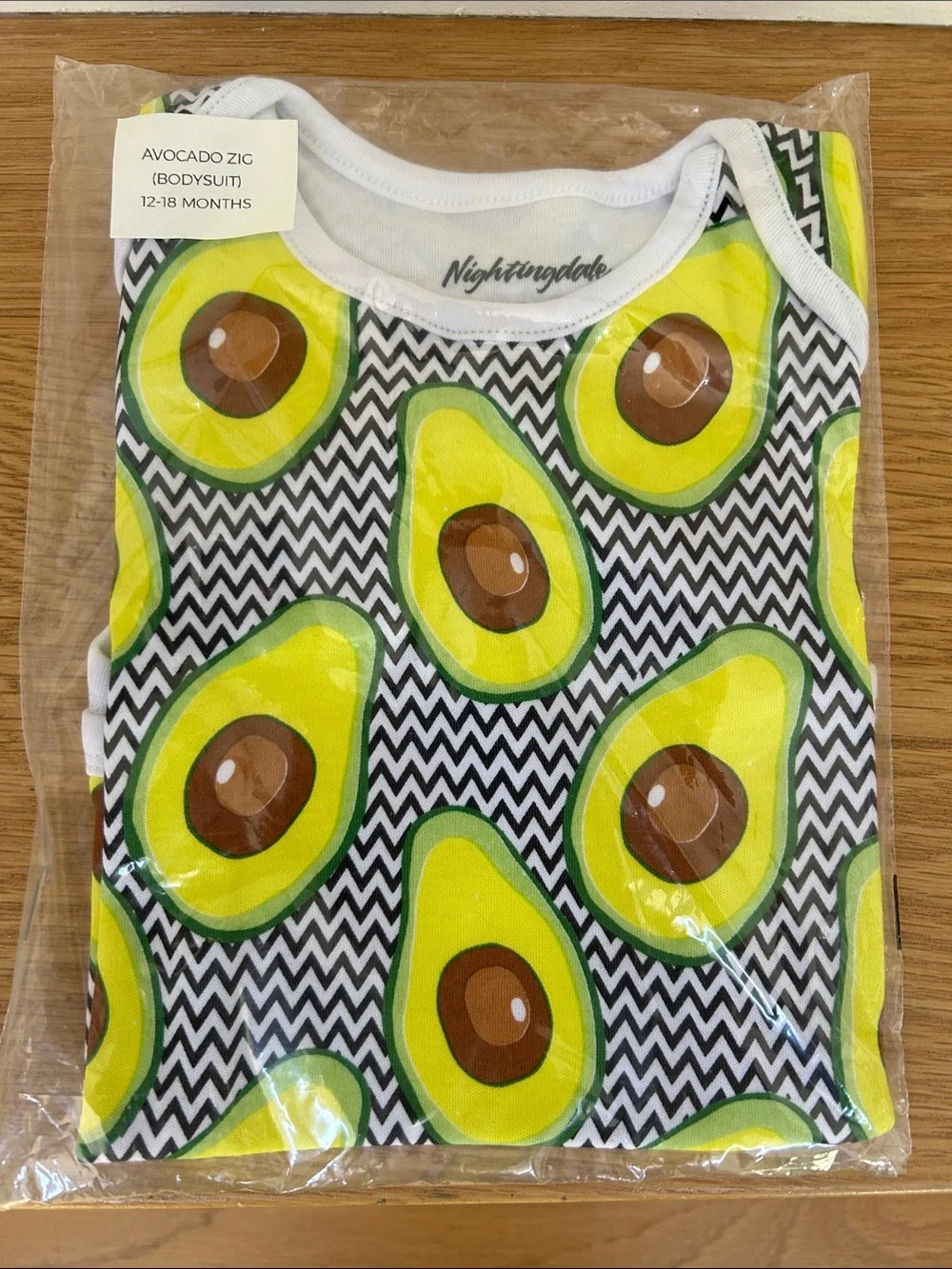 Black & White  green avocado Organic Baby One-Piece Bodysuit